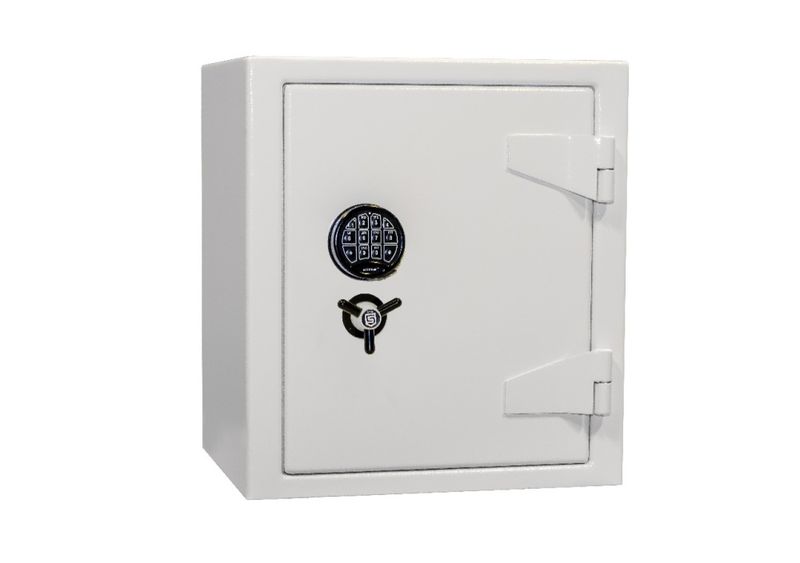 Liten safe med hylle og 2 flyttbare bokser